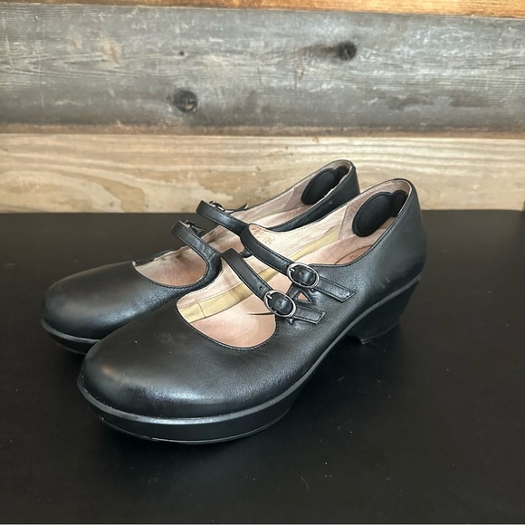 Dansko Shoes Women EU 41 Black Josie Mary Jane Clogs Double Strap Leather Casual - Picture 1 of 11